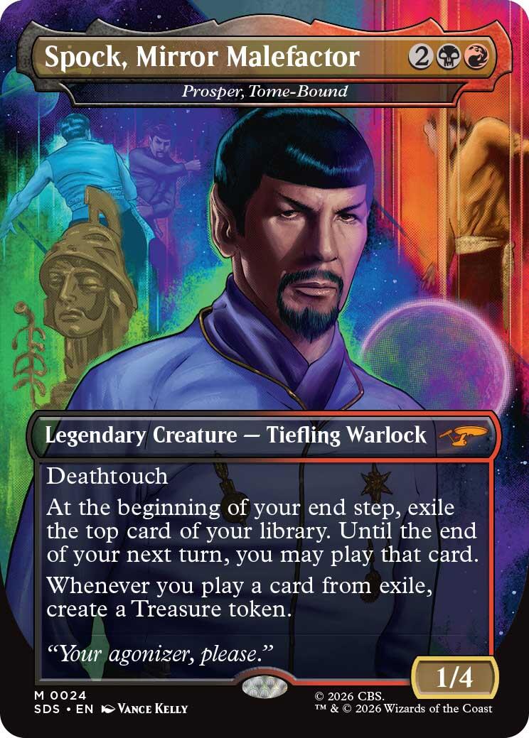 Spock, Mirror Malefactor - Prosper, Tome-Bound (Borderless) [Star Trek: Stardates] | Galaxy Games LLC