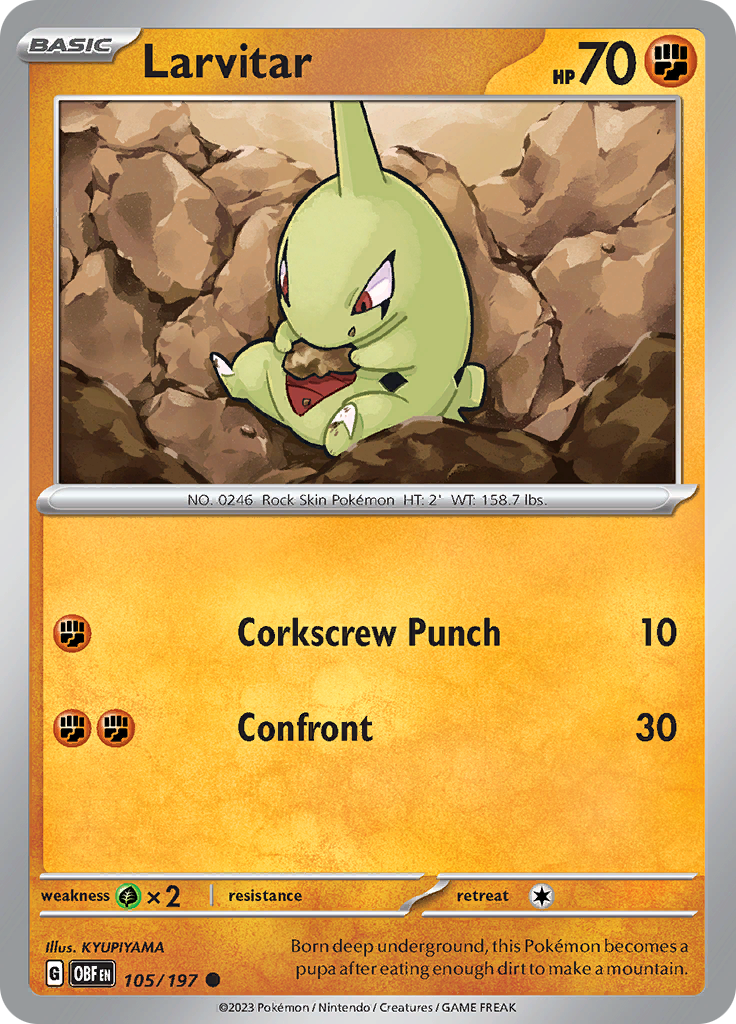 Larvitar (105/197) [Scarlet & Violet: Obsidian Flames] | Galaxy Games LLC