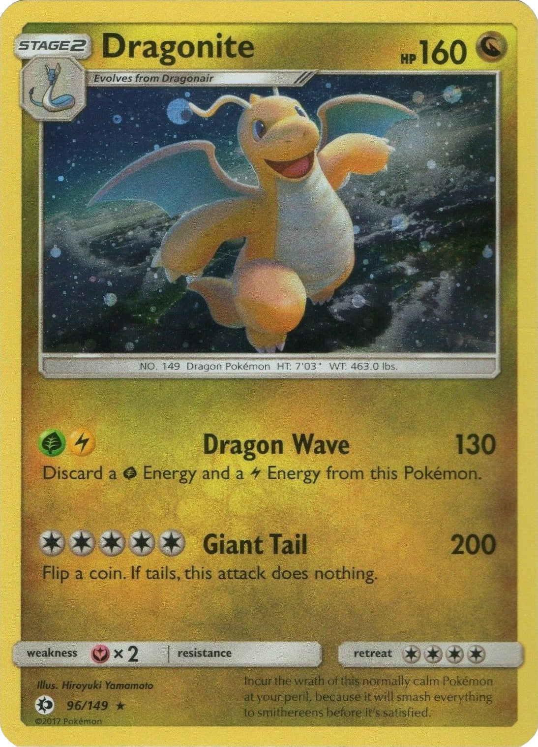 Dragonite (96/149) (Cosmos Holo) [Sun & Moon: Base Set] | Galaxy Games LLC