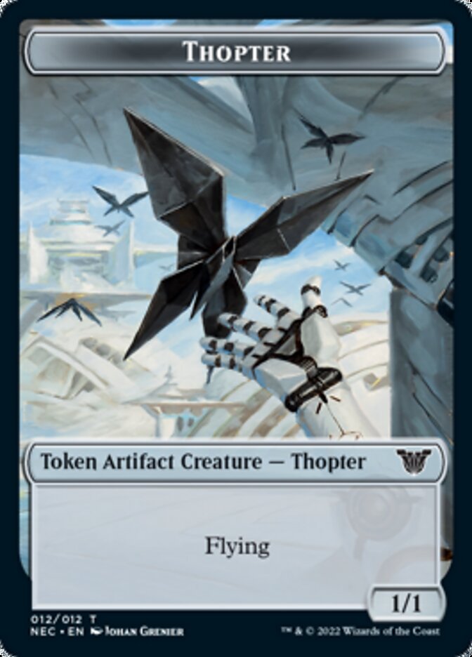 Thopter // Spirit (002) Double-Sided Token [Kamigawa: Neon Dynasty Commander Tokens] | Galaxy Games LLC