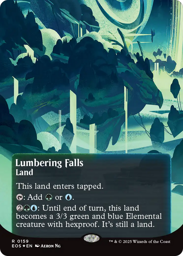 Lumbering Falls (0159) (Borderless) (Galaxy Foil) [Edge of Eternities: Stellar Sights] | Galaxy Games LLC