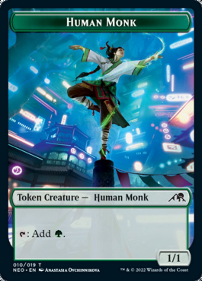 Spirit (002) // Human Monk Double-Sided Token [Kamigawa: Neon Dynasty Tokens] | Galaxy Games LLC