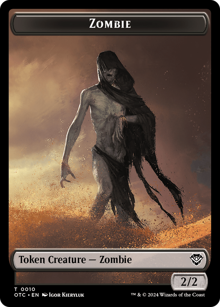 Zombie // Ox Warrior Double-Sided Token [Outlaws of Thunder Junction Commander Tokens] | Galaxy Games LLC