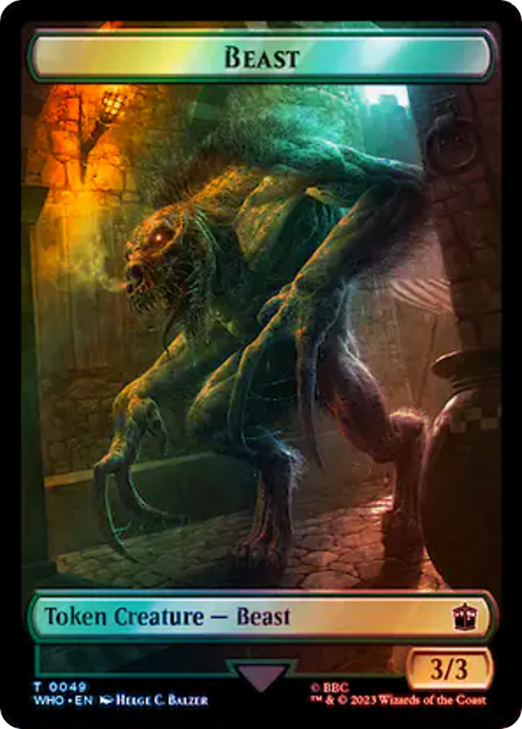 Soldier // Beast Double-Sided Token (Surge Foil) [Doctor Who Tokens] | Galaxy Games LLC