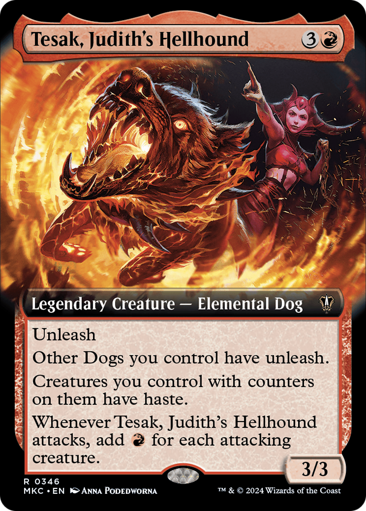 Tesak, Judith's Hellhound (Extended Art) [Murders at Karlov Manor Commander] | Galaxy Games LLC