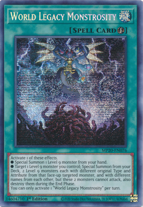 World Legacy Monstrosity [MP20-EN076] Prismatic Secret Rare | Galaxy Games LLC