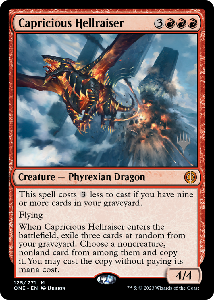 Capricious Hellraiser (Promo Pack) [Phyrexia: All Will Be One Promos] | Galaxy Games LLC