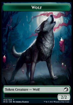 Wolf // Zombie (015) Double-Sided Token [Innistrad: Midnight Hunt Tokens] | Galaxy Games LLC