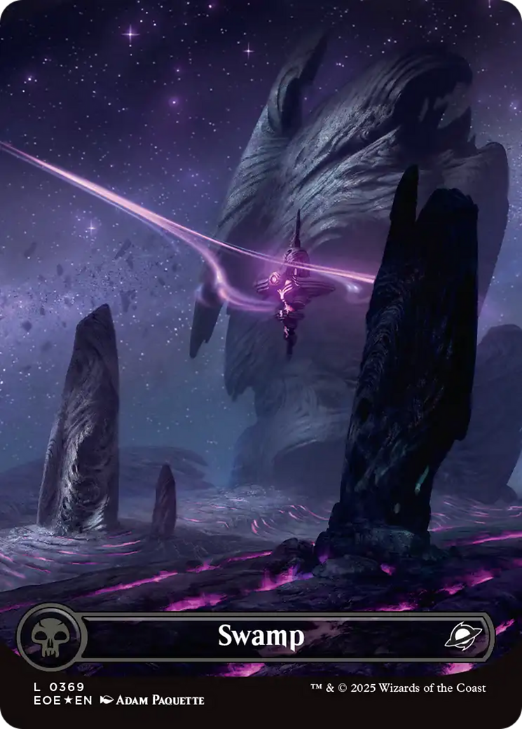 Swamp (0369) (Borderless) (Galaxy Foil) [Edge of Eternities] | Galaxy Games LLC