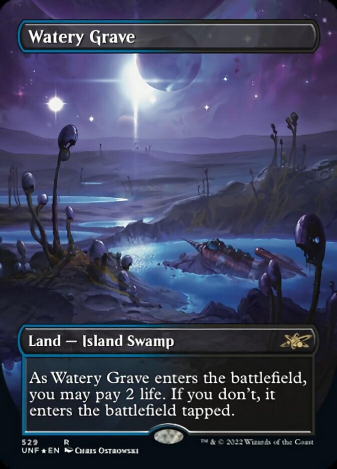 Watery Grave (Borderless) (Galaxy Foil) [Unfinity] | Galaxy Games LLC