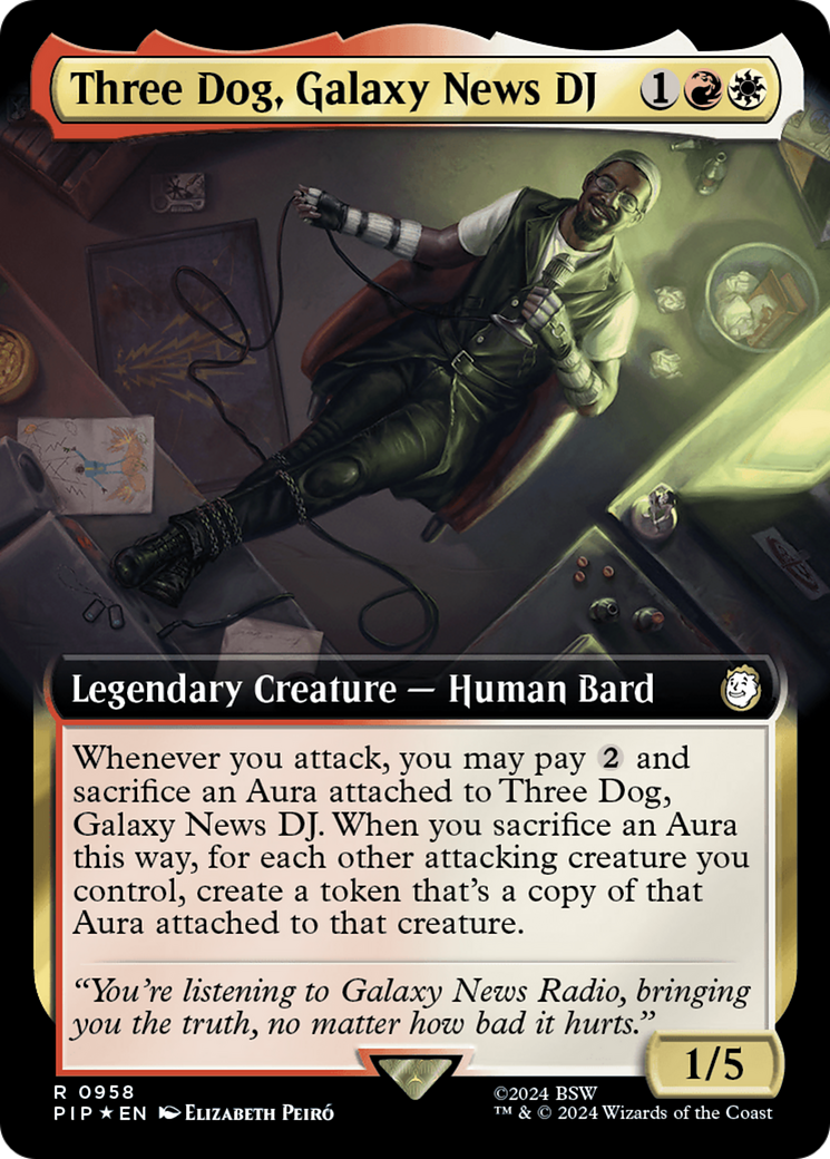 Three Dog, Galaxy News DJ (Extended Art) (Surge Foil) [Fallout] | Galaxy Games LLC