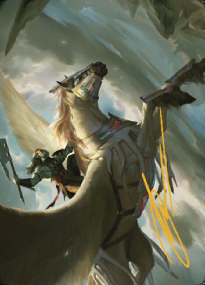 Cleaving Skyrider Art Card (Gold-Stamped Signature) [Dominaria United Art Series] | Galaxy Games LLC