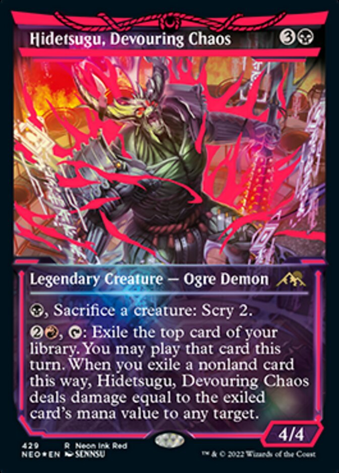 Hidetsugu, Devouring Chaos (Neon Ink Red) [Kamigawa: Neon Dynasty] | Galaxy Games LLC