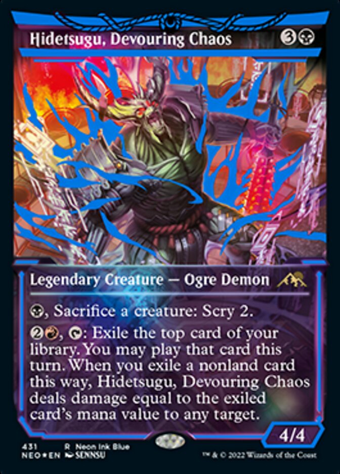 Hidetsugu, Devouring Chaos (Neon Ink Blue) [Kamigawa: Neon Dynasty] | Galaxy Games LLC