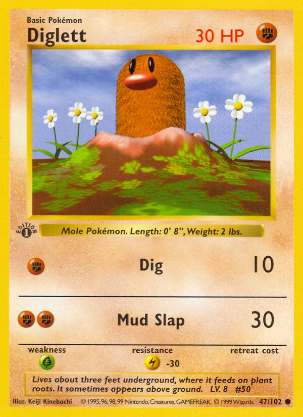 Diglett (47/102) (Shadowless) [Base Set 1st Edition] | Galaxy Games LLC