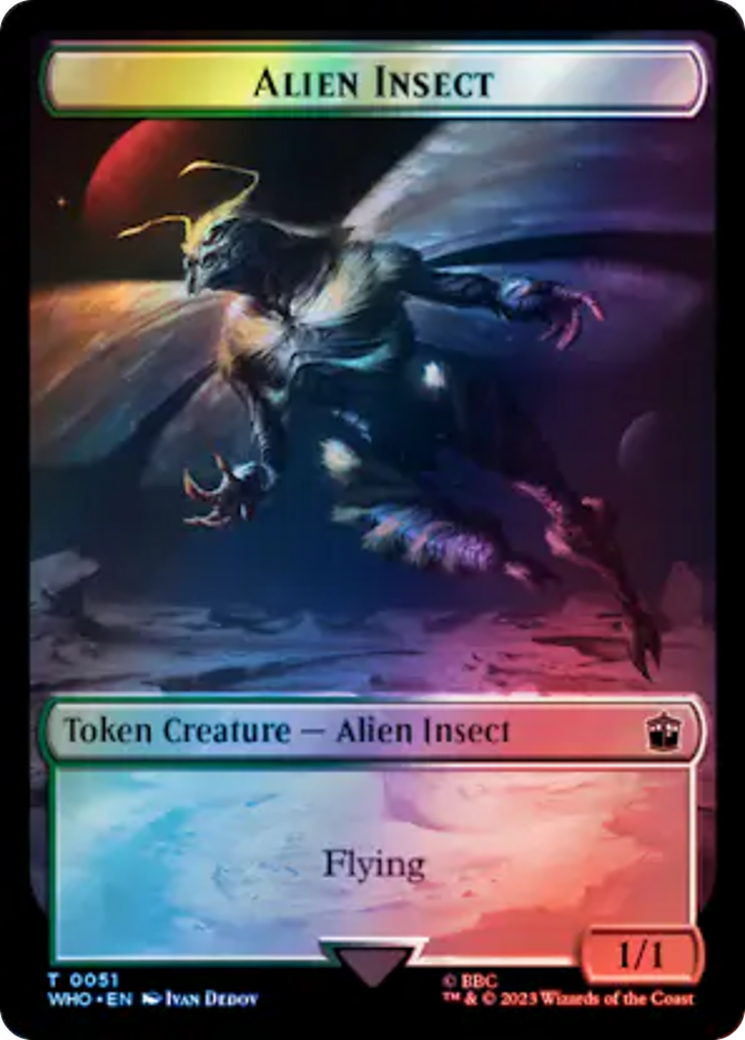 Soldier // Alien Insect Double-Sided Token (Surge Foil) [Doctor Who Tokens] | Galaxy Games LLC