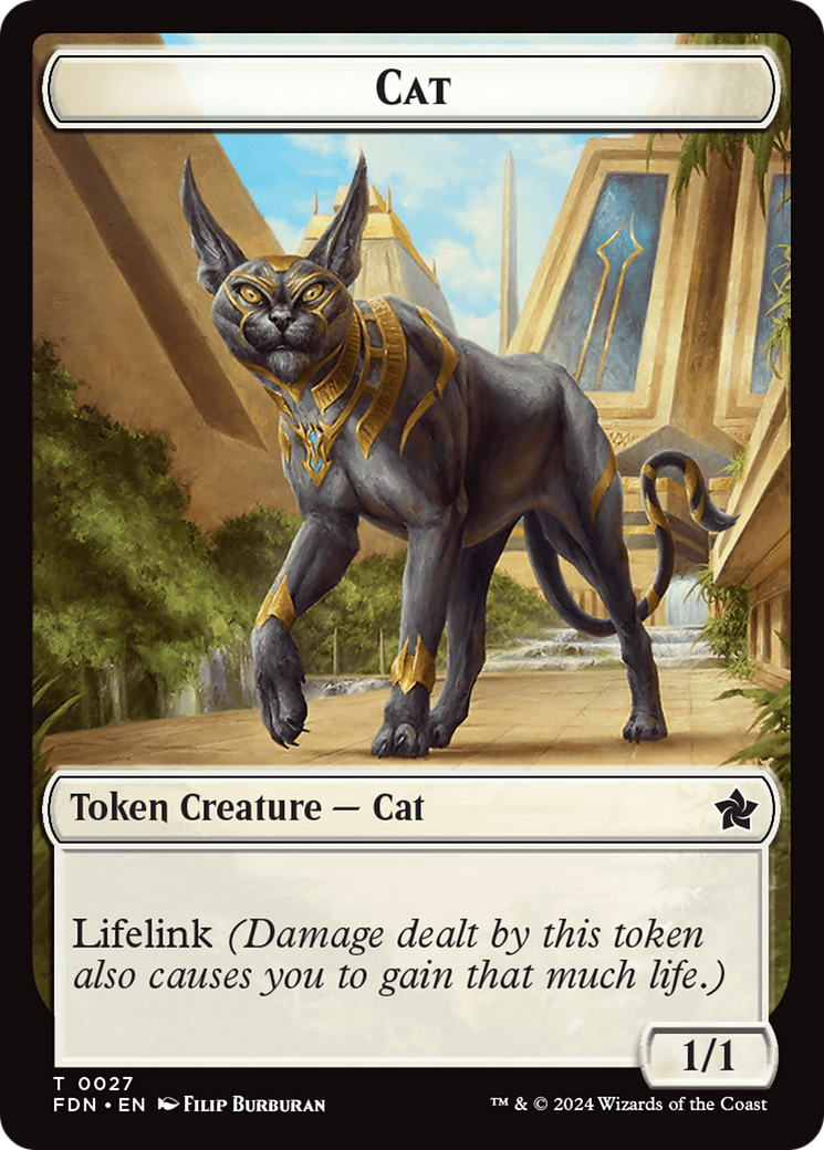 Cat (0027) // Phyrexian Goblin Double-Sided Token [Foundations Tokens] | Galaxy Games LLC