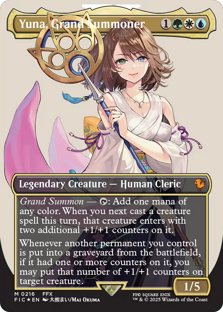 Yuna, Grand Summoner (Borderless) (Surge Foil) [FINAL FANTASY Commander] | Galaxy Games LLC
