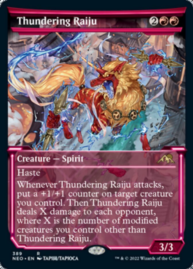 Thundering Raiju (Showcase Soft Glow) [Kamigawa: Neon Dynasty] | Galaxy Games LLC