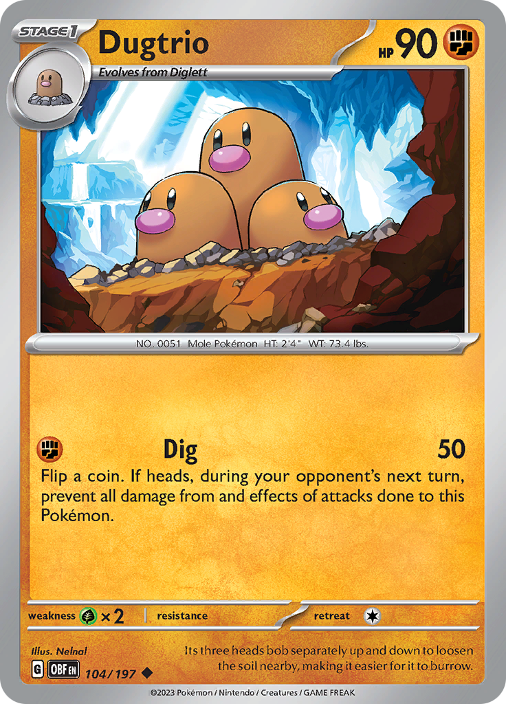 Dugtrio (104/197) [Scarlet & Violet: Obsidian Flames] | Galaxy Games LLC