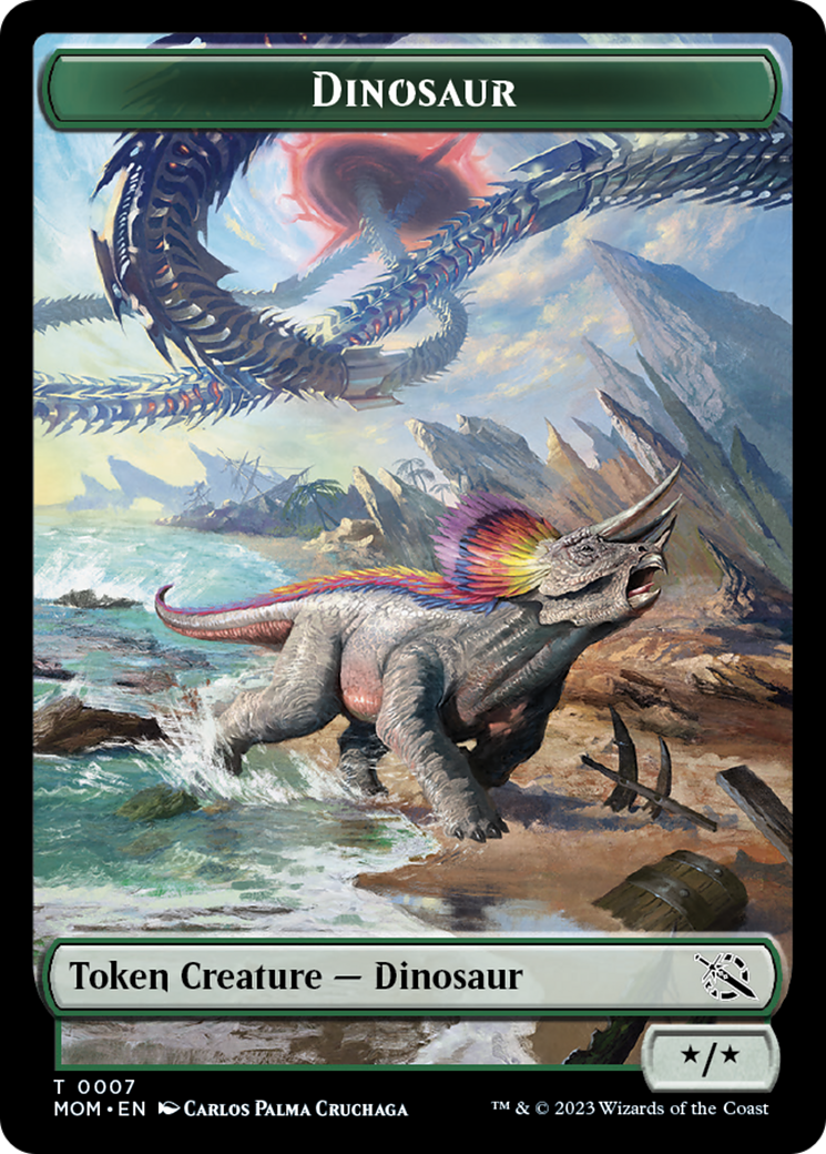 Warrior // Dinosaur Double-Sided Token [March of the Machine Tokens] | Galaxy Games LLC