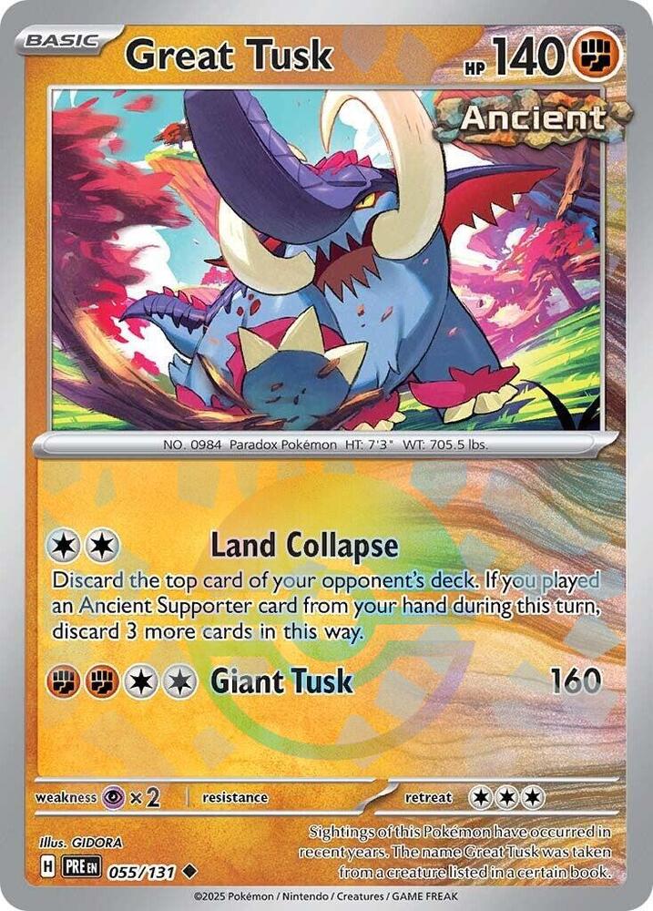 Great Tusk (055/131) (Poke Ball Pattern) [Scarlet & Violet: Prismatic Evolutions] | Galaxy Games LLC