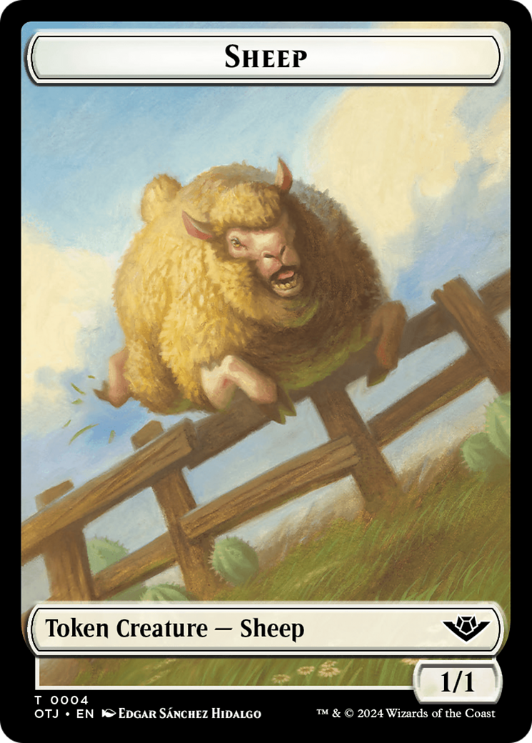 Treasure // Sheep Double-Sided Token [Outlaws of Thunder Junction Tokens] | Galaxy Games LLC