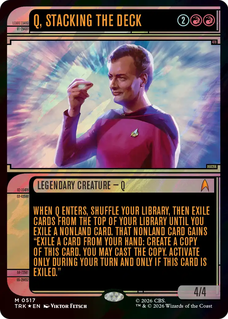 Q, Stacking the Deck (Showcase) (Surge Foil) [Star Trek] | Galaxy Games LLC