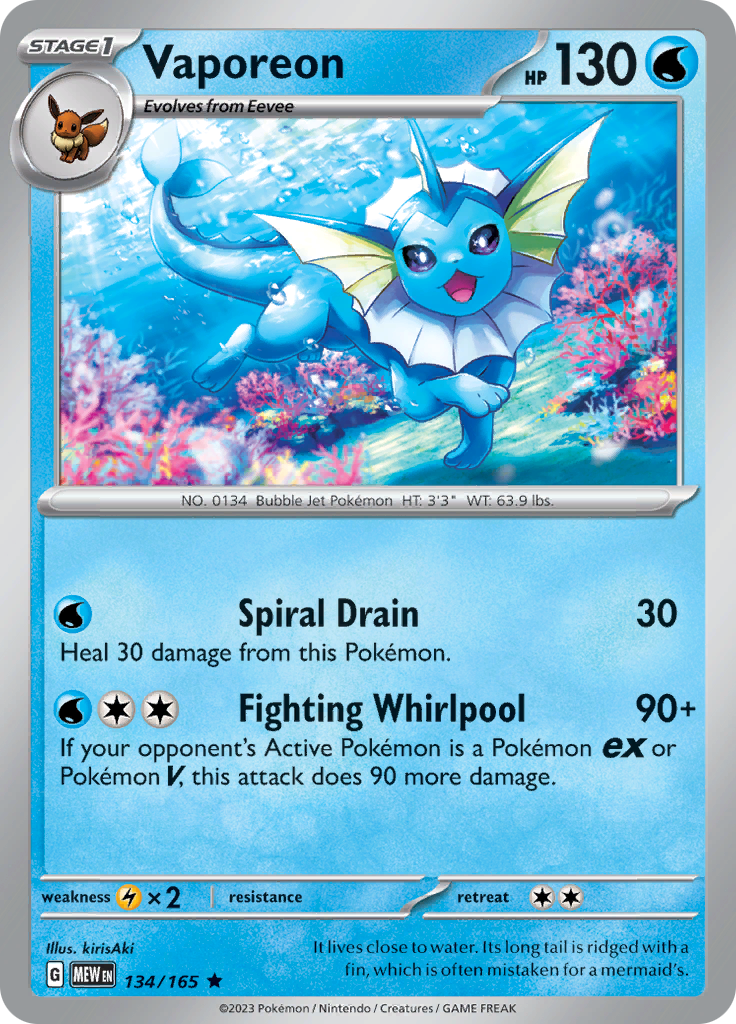 Vaporeon (134/165) [Scarlet & Violet 151] | Galaxy Games LLC