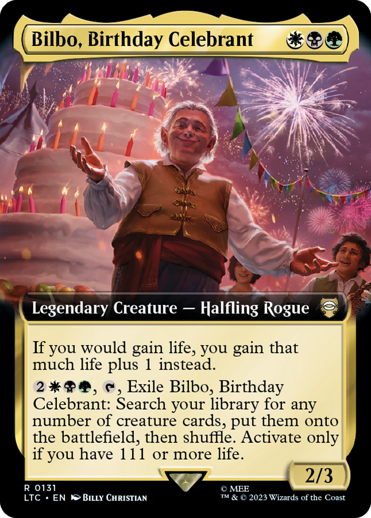 Bilbo, Birthday Celebrant (Extended Art) [The Lord of the Rings: Tales of Middle-Earth Commander] | Galaxy Games LLC
