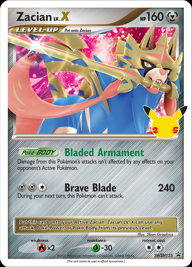 Zacian LV.X (SWSH135) (Celebrations) [Sword & Shield: Black Star Promos] | Galaxy Games LLC