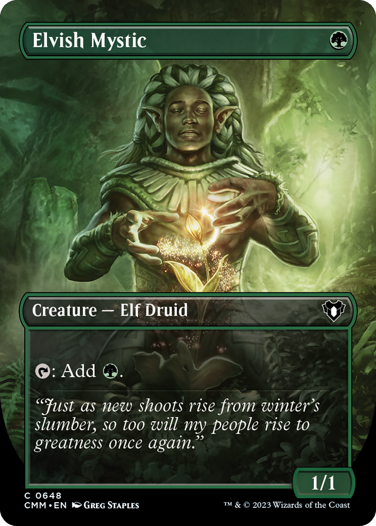 Elvish Mystic (Borderless Alternate Art) [Commander Masters] | Galaxy Games LLC