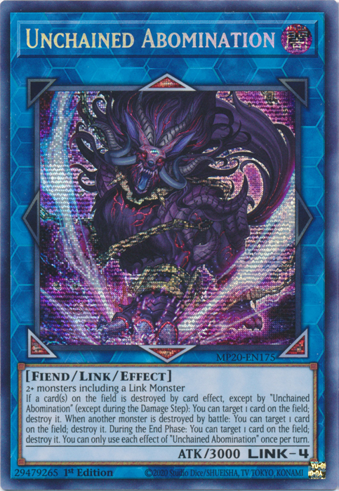 Unchained Abomination [MP20-EN175] Prismatic Secret Rare | Galaxy Games LLC