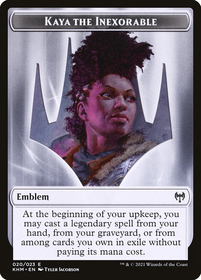 Human Warrior // Kaya, the Inexorable Emblem Double-Sided Token [Kaldheim Tokens] | Galaxy Games LLC