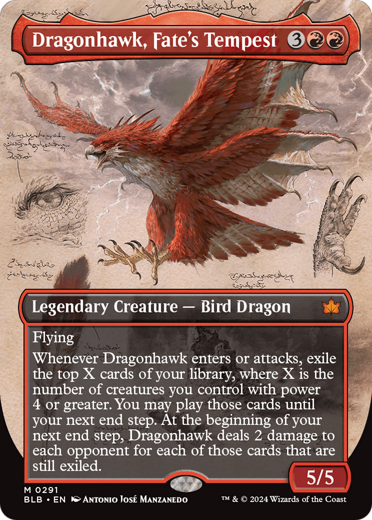 Dragonhawk, Fate's Tempest (Borderless) [Bloomburrow] | Galaxy Games LLC