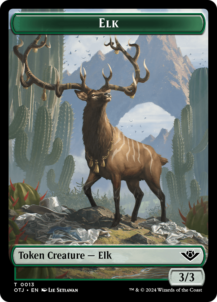 Treasure // Elk Double-Sided Token [Outlaws of Thunder Junction Tokens] | Galaxy Games LLC