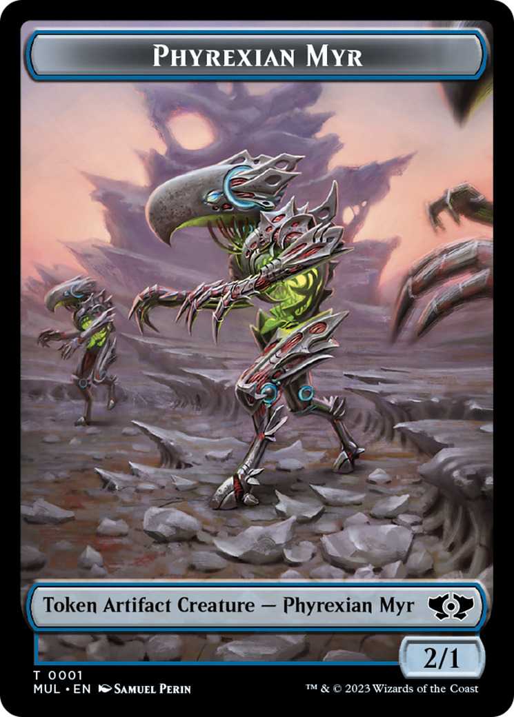 Phyrexian Myr // Wrenn and Realmbreaker Emblem Double-Sided Token [March of the Machine Tokens] | Galaxy Games LLC