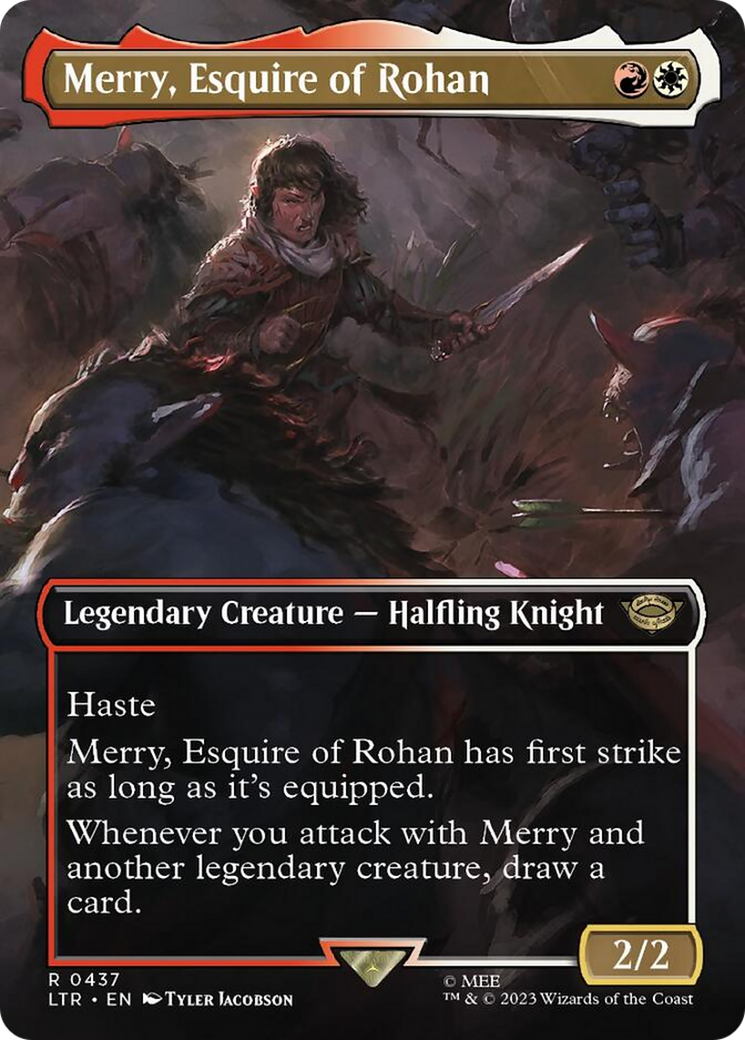 Merry, Esquire of Rohan (Borderless Alternate Art) [The Lord of the Rings: Tales of Middle-Earth] | Galaxy Games LLC