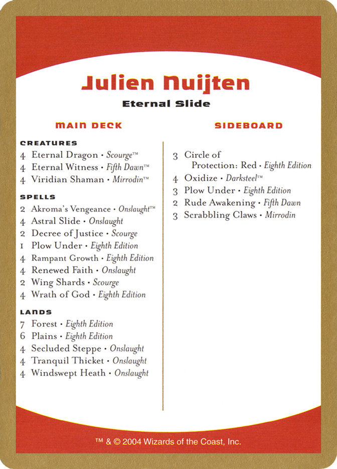 Julien Nuijten Decklist [World Championship Decks 2004] | Galaxy Games LLC