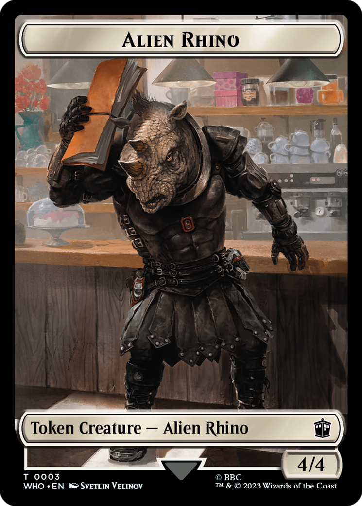 Alien Rhino // Alien Salamander Double-Sided Token (Surge Foil) [Doctor Who Tokens] | Galaxy Games LLC