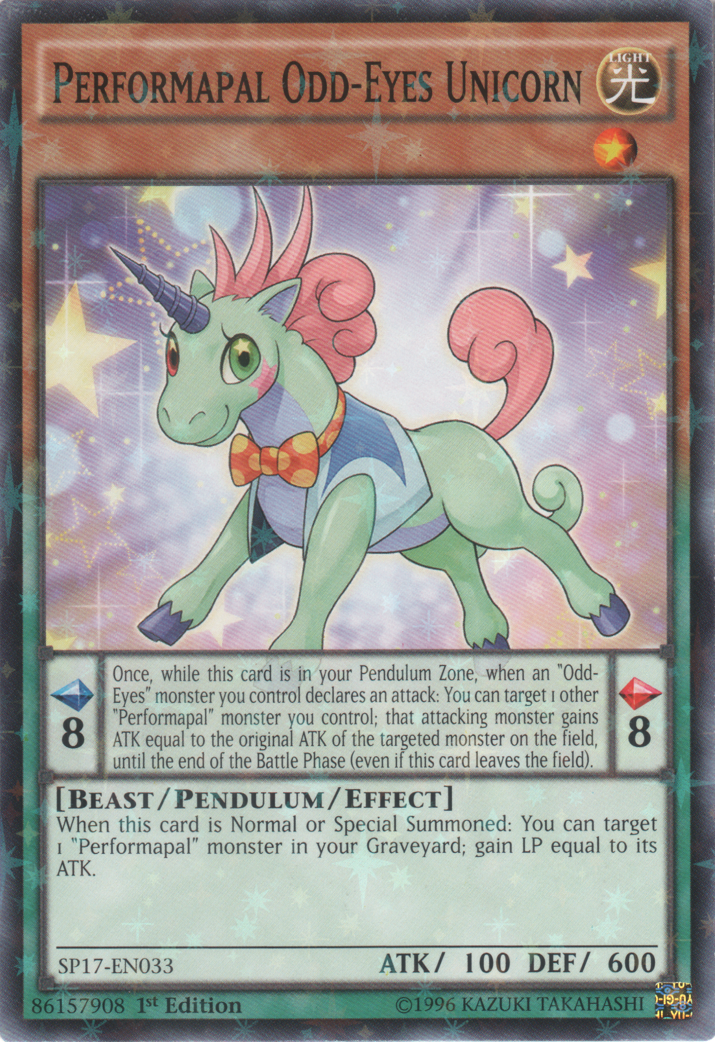 Performapal Odd-Eyes Unicorn [SP17-EN033] Starfoil Rare | Galaxy Games LLC