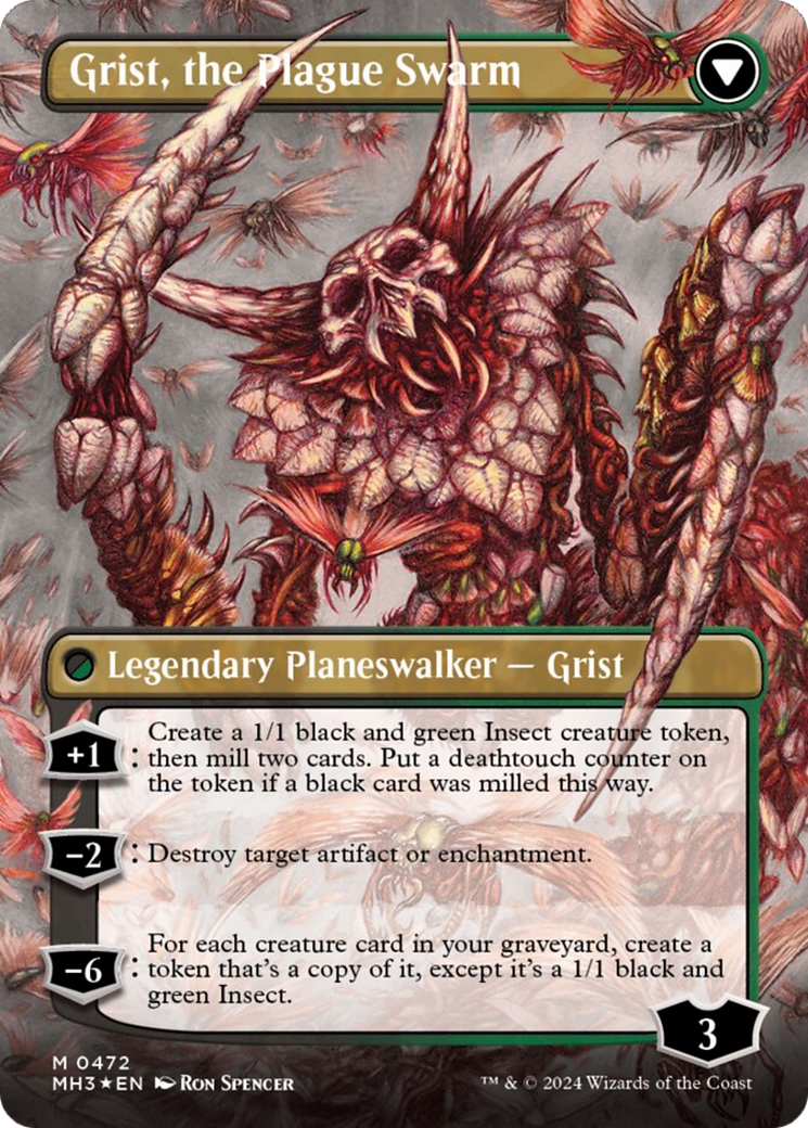 Grist, Voracious Larva // Grist, the Plague Swarm (Borderless) (Textured Foil) [Modern Horizons 3] | Galaxy Games LLC