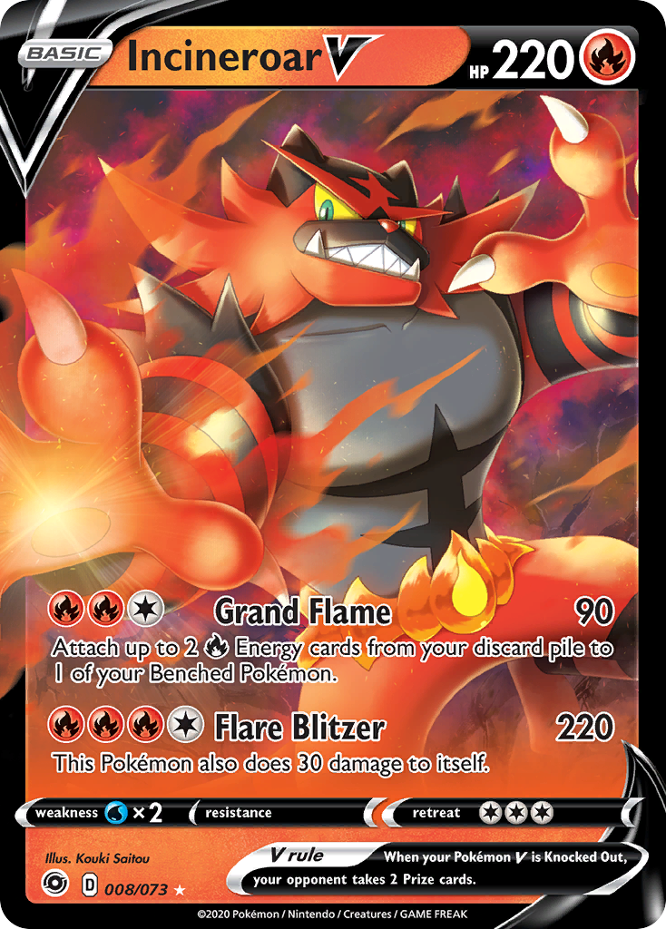 Incineroar V (008/073) [Sword & Shield: Champion's Path] | Galaxy Games LLC