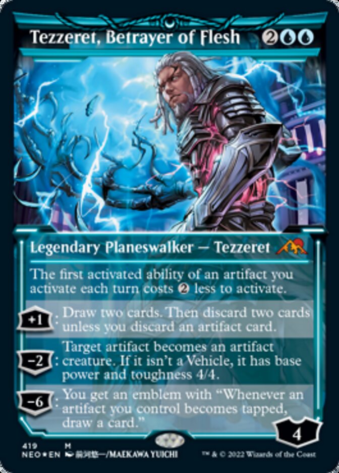 Tezzeret, Betrayer of Flesh (Showcase) (Foil Etched) [Kamigawa: Neon Dynasty] | Galaxy Games LLC