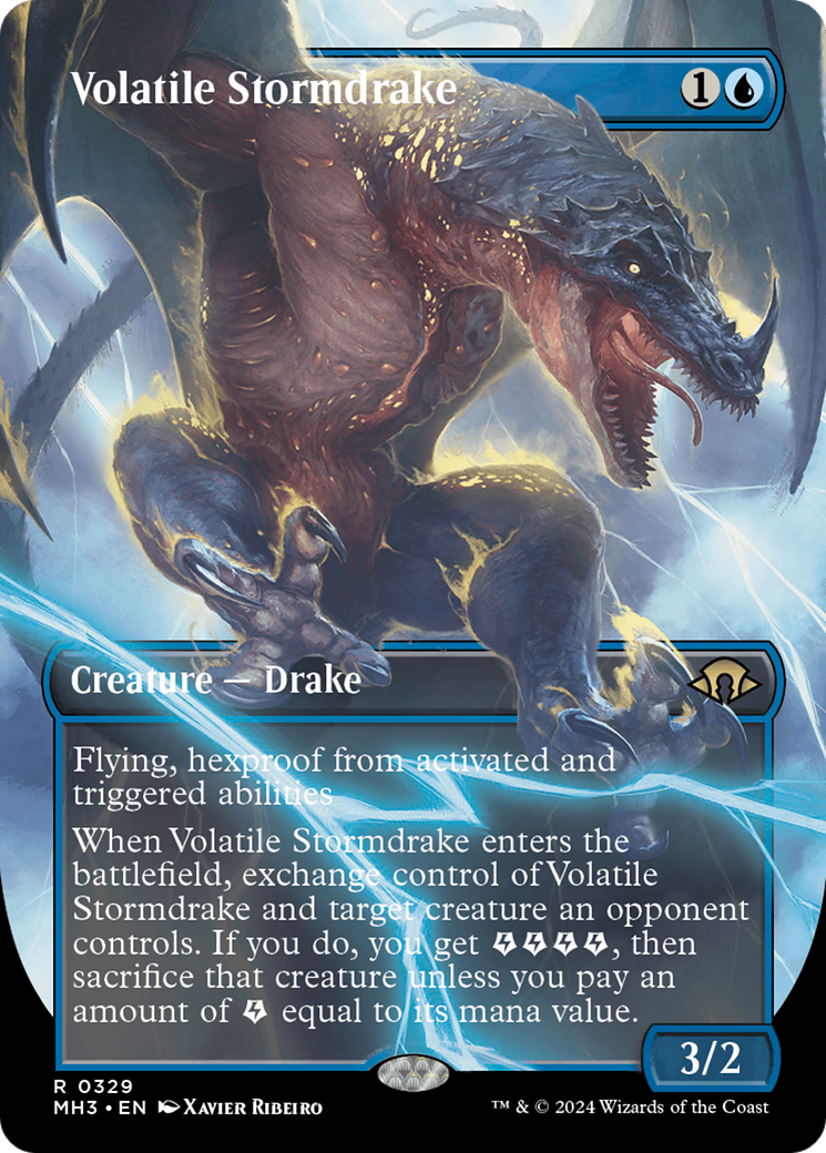 Volatile Stormdrake (Borderless) [Modern Horizons 3] | Galaxy Games LLC