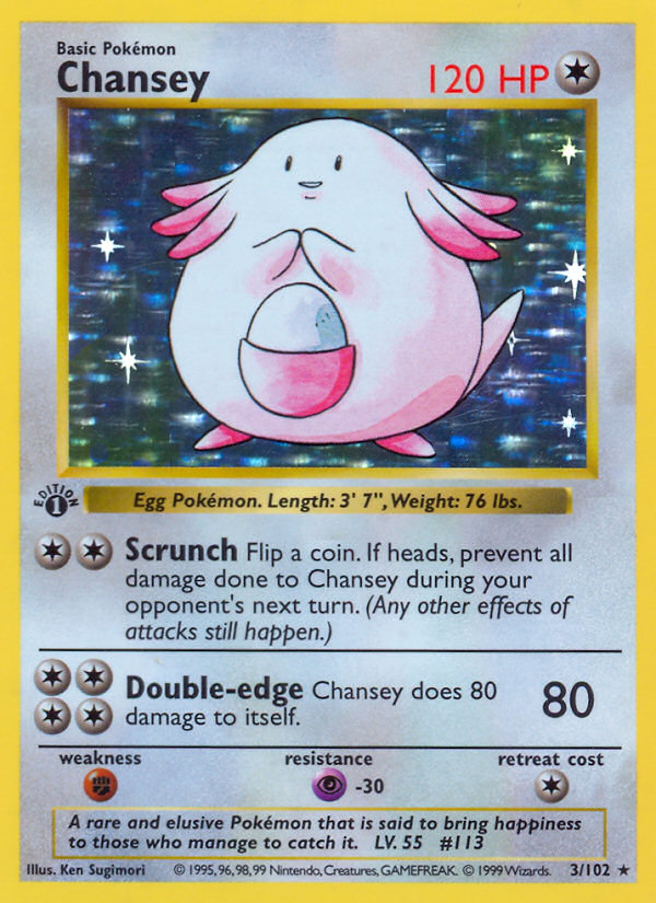 Chansey (3/102) (Shadowless) [Base Set 1st Edition] | Galaxy Games LLC