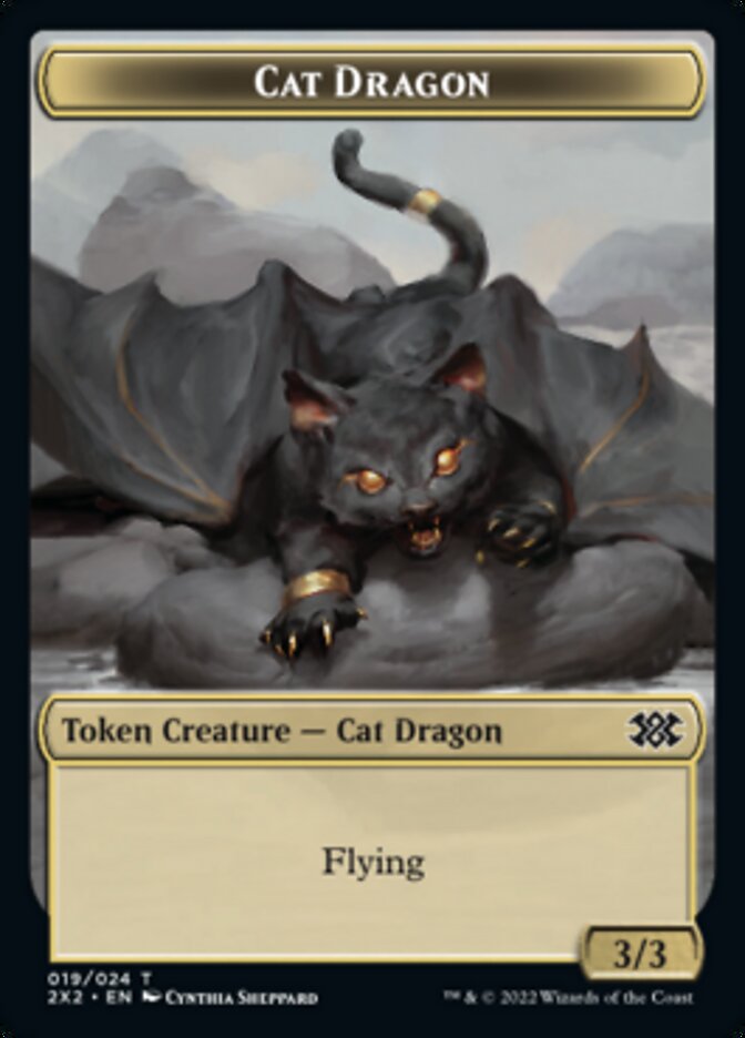 Cat Dragon // Spirit (008) Double-Sided Token [Double Masters 2022 Tokens] | Galaxy Games LLC