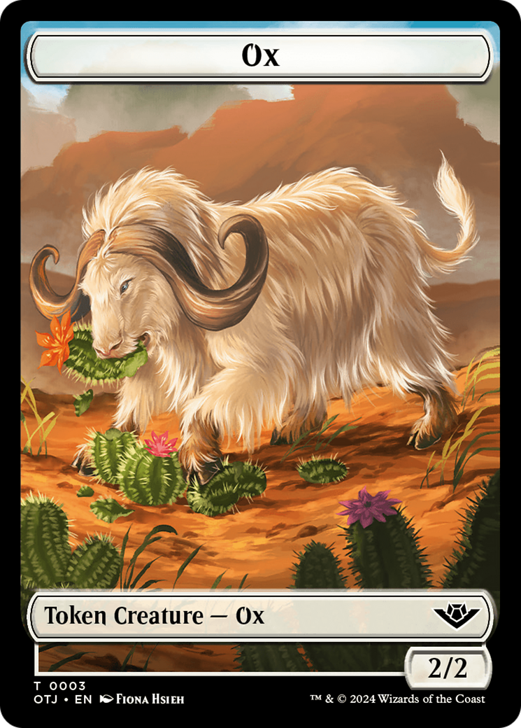 Zombie // Ox Warrior Double-Sided Token [Outlaws of Thunder Junction Commander Tokens] | Galaxy Games LLC