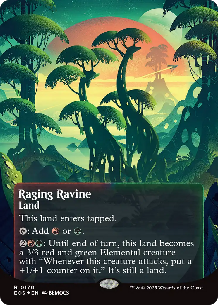 Raging Ravine (0170) (Borderless) (Galaxy Foil) [Edge of Eternities: Stellar Sights] | Galaxy Games LLC