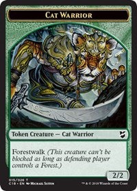 Cat Warrior // Plant Double-Sided Token [Commander 2018 Tokens] | Galaxy Games LLC